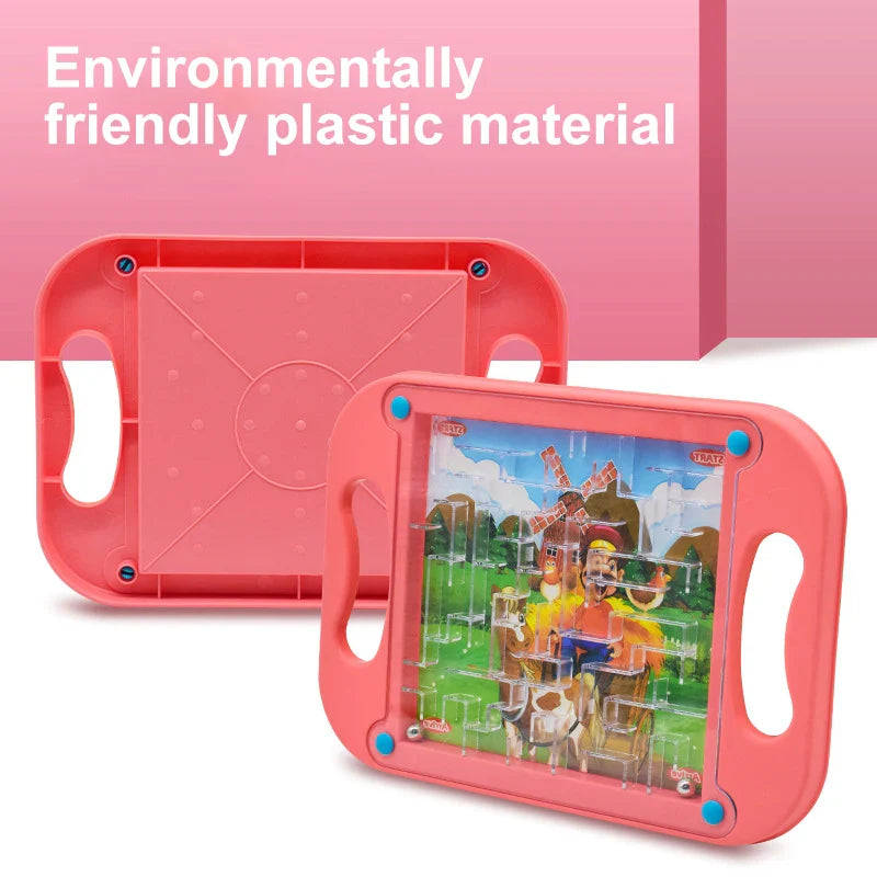 HKM-668243 Balance Ball Labyrinth Toy for Kids - Educational Handheld Maze Game - Plastic Desk Pinball Game - Ages 3+