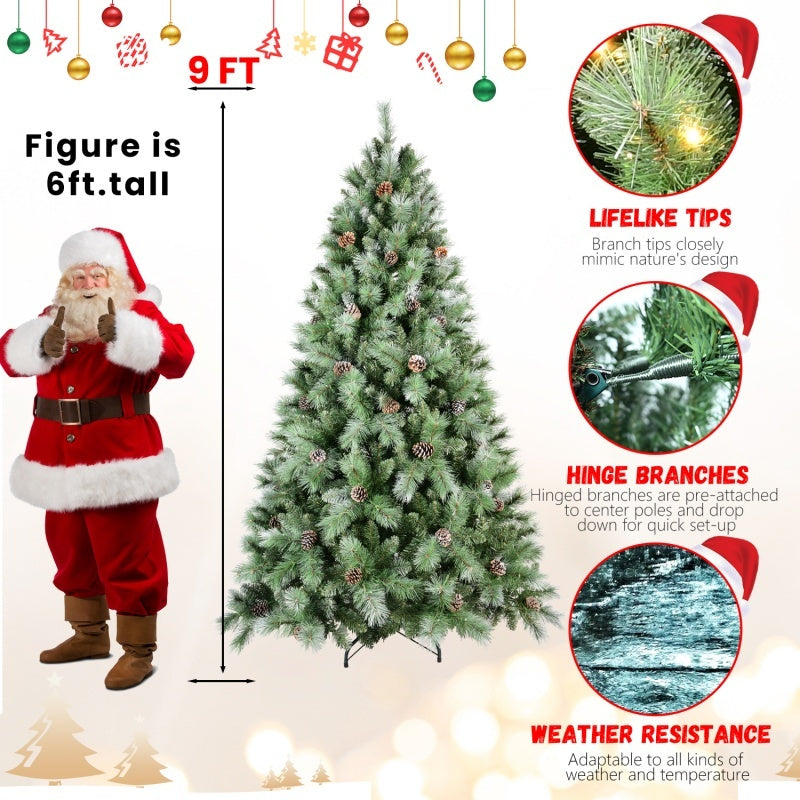 HKM-668435 PVC Christmas Tree with Pine Cones - Multiple Sizes and Warm White LED Lights