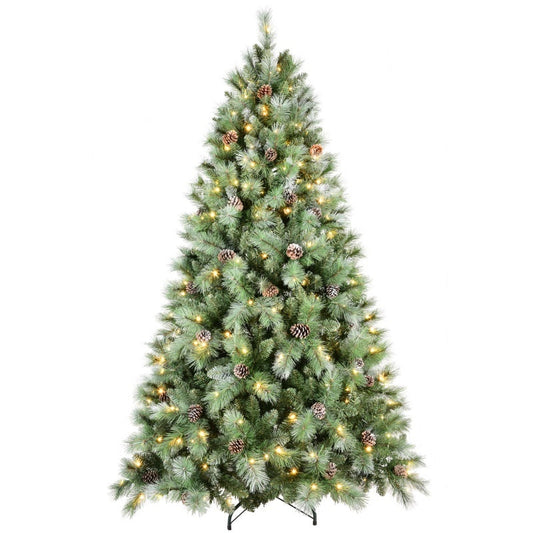 HKM-668435 PVC Christmas Tree with Pine Cones - Multiple Sizes and Warm White LED Lights