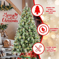 HKM-668435 PVC Christmas Tree with Pine Cones - Multiple Sizes and Warm White LED Lights