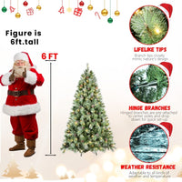 HKM-668435 PVC Christmas Tree with Pine Cones - Multiple Sizes and Warm White LED Lights