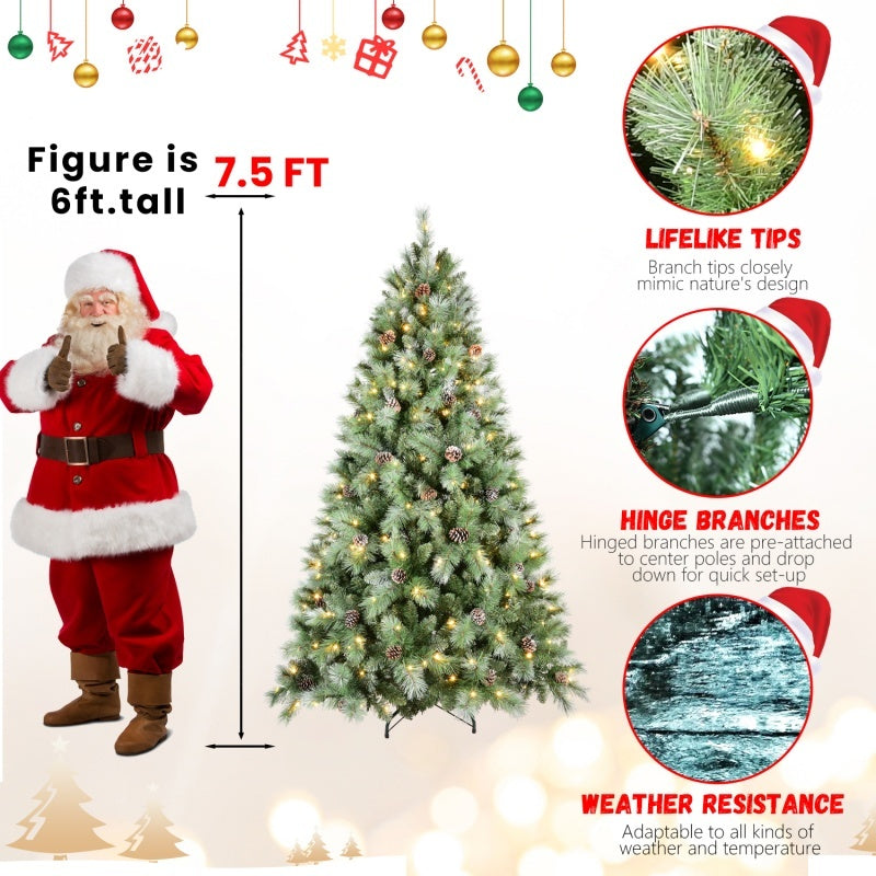 HKM-668435 PVC Christmas Tree with Pine Cones - Multiple Sizes and Warm White LED Lights