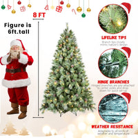 HKM-668435 PVC Christmas Tree with Pine Cones - Multiple Sizes and Warm White LED Lights