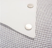 HKM-668499 Beige Square Pillow with Geometric White Leather Stitching, 45x45cm