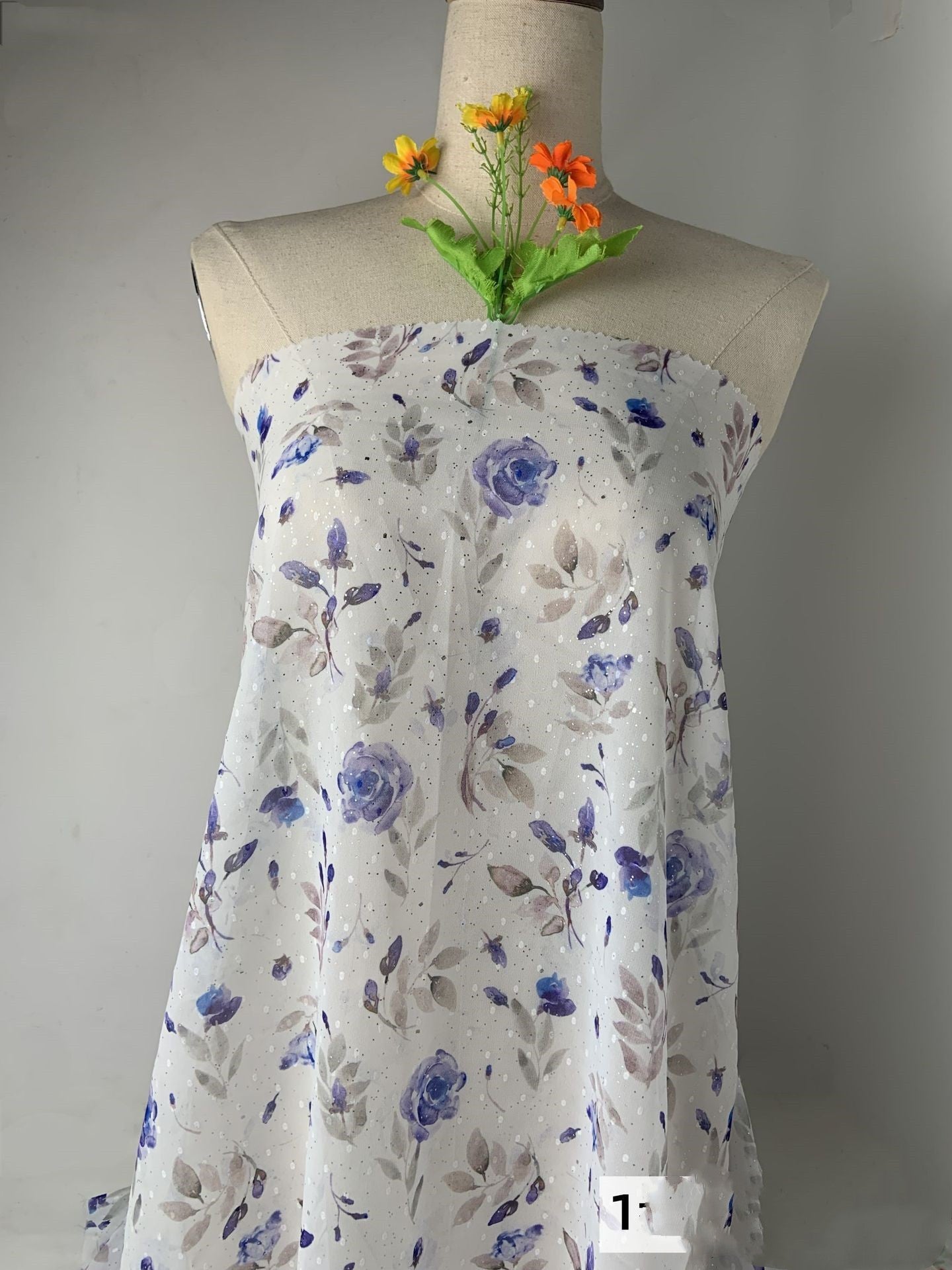 HKM-668499 Chiffon Gold Printed Hanfu Fabric for Spring and Summer - 100% Polyester, 148cm Wide