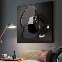 HKM-668819 Modern Abstract 3D Metal Wall Art on Oil Canvas, Frameless Decorative Painting