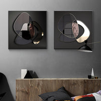 HKM-668819 Modern Abstract 3D Metal Wall Art on Oil Canvas, Frameless Decorative Painting