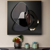 HKM-668819 Modern Abstract 3D Metal Wall Art on Oil Canvas, Frameless Decorative Painting