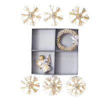 HKM-668947 Golden Wheat Straw Angel Garland Pendant - Elegant Decor for Festive Occasions