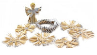 HKM-668947 Golden Wheat Straw Angel Garland Pendant - Elegant Decor for Festive Occasions