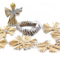 HKM-668947 Golden Wheat Straw Angel Garland Pendant - Elegant Decor for Festive Occasions