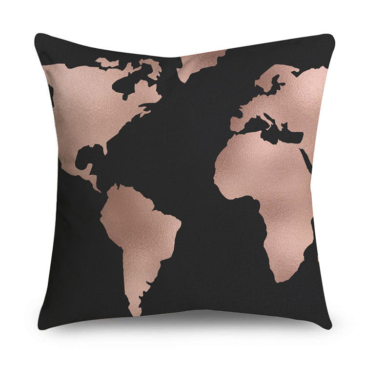 HKM-668947 Rose Gold Geometric Abstract Polyester Pillow Cover - Modern 45x45cm Cushion Case