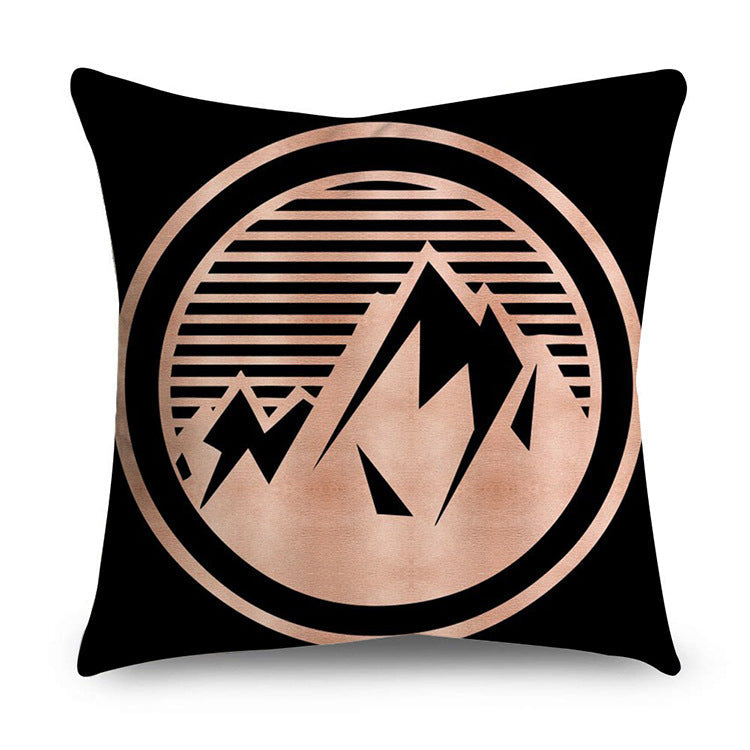 HKM-668947 Rose Gold Geometric Abstract Polyester Pillow Cover - Modern 45x45cm Cushion Case