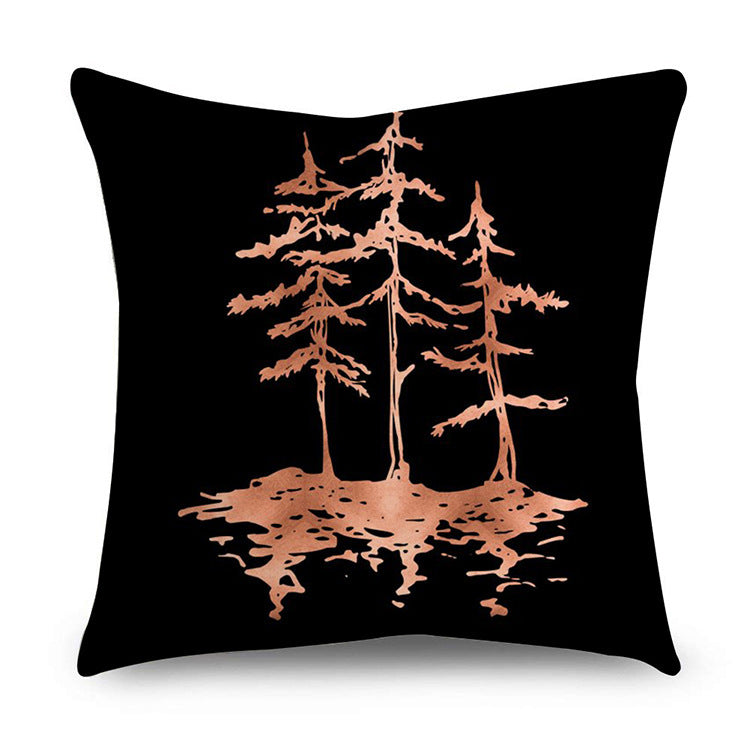 HKM-668947 Rose Gold Geometric Abstract Polyester Pillow Cover - Modern 45x45cm Cushion Case