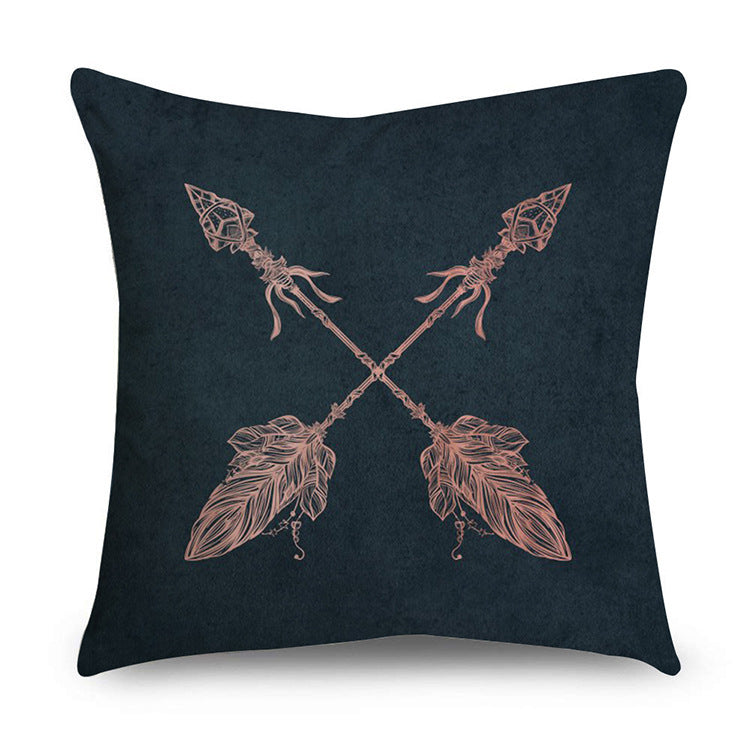 HKM-668947 Rose Gold Geometric Abstract Polyester Pillow Cover - Modern 45x45cm Cushion Case