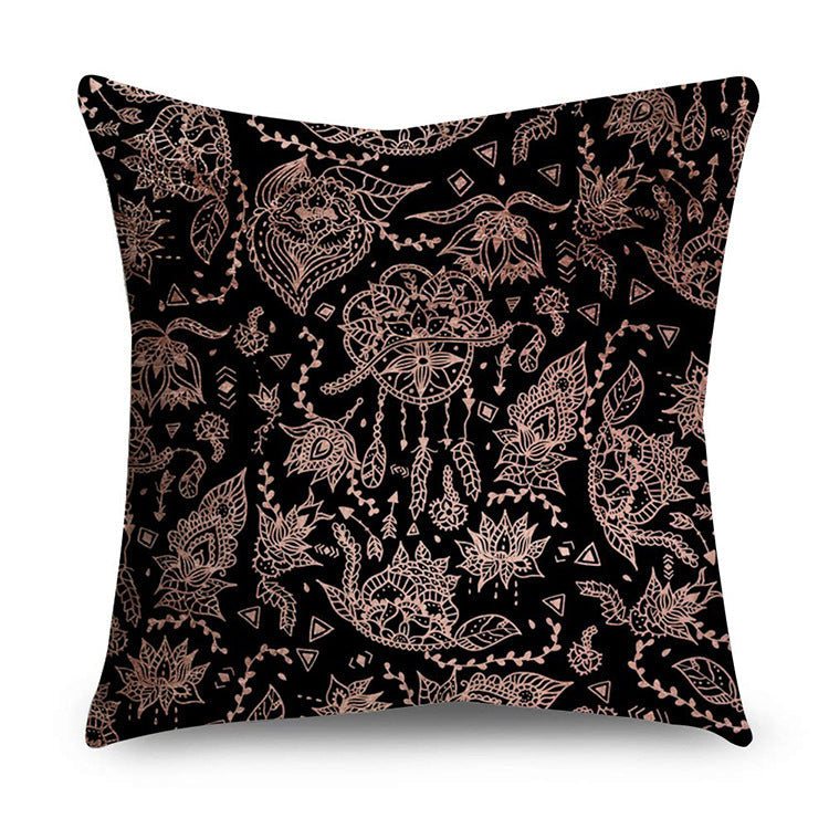 HKM-668947 Rose Gold Geometric Abstract Polyester Pillow Cover - Modern 45x45cm Cushion Case