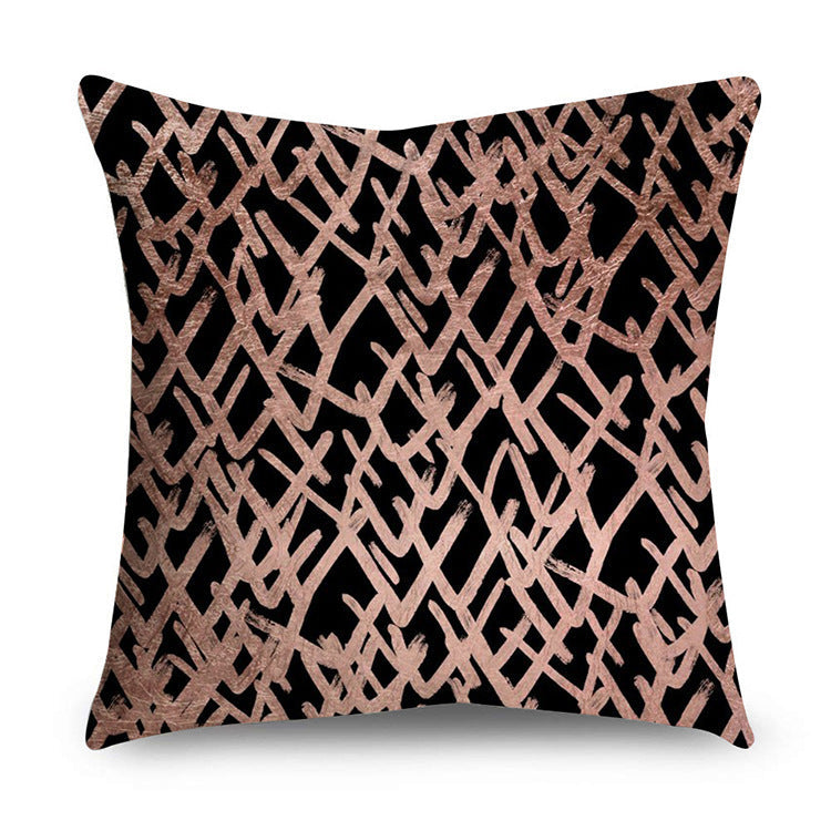 HKM-668947 Rose Gold Geometric Abstract Polyester Pillow Cover - Modern 45x45cm Cushion Case