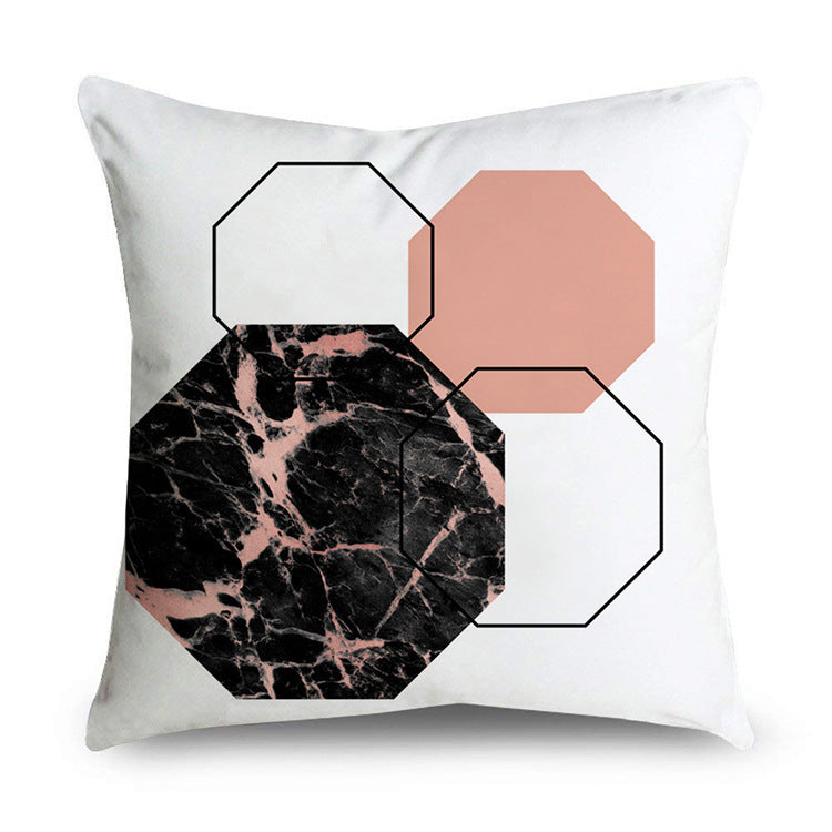 HKM-668947 Rose Gold Geometric Abstract Polyester Pillow Cover - Modern 45x45cm Cushion Case