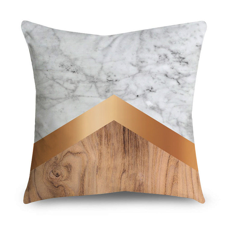 HKM-668947 Rose Gold Geometric Abstract Polyester Pillow Cover - Modern 45x45cm Cushion Case