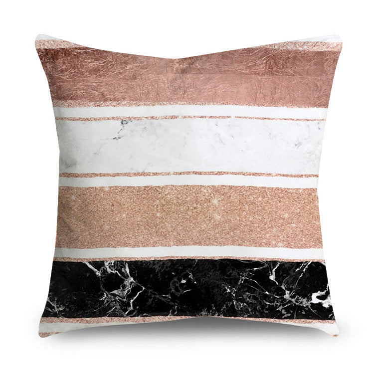 HKM-668947 Rose Gold Geometric Abstract Polyester Pillow Cover - Modern 45x45cm Cushion Case