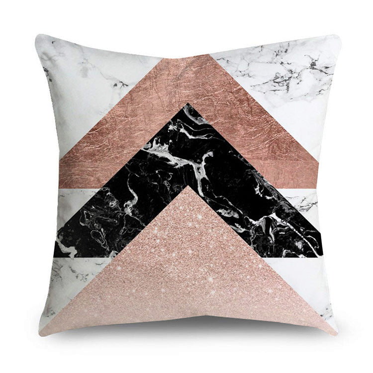 HKM-668947 Rose Gold Geometric Abstract Polyester Pillow Cover - Modern 45x45cm Cushion Case