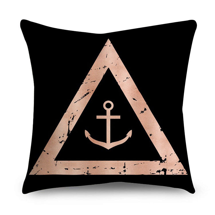 HKM-668947 Rose Gold Geometric Abstract Polyester Pillow Cover - Modern 45x45cm Cushion Case