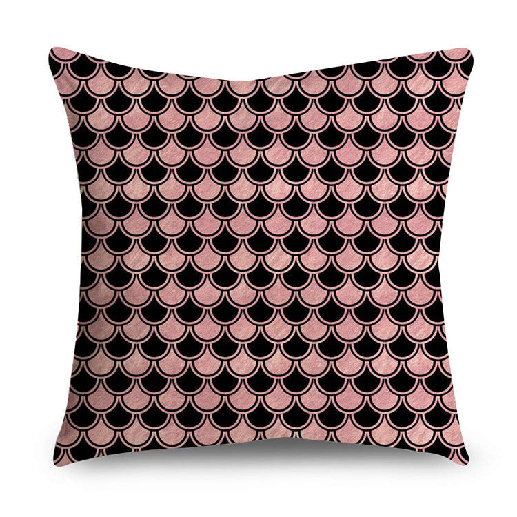 HKM-668947 Rose Gold Geometric Abstract Polyester Pillow Cover - Modern 45x45cm Cushion Case