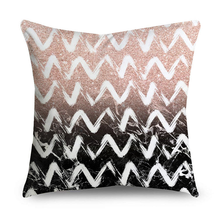 HKM-668947 Rose Gold Geometric Abstract Polyester Pillow Cover - Modern 45x45cm Cushion Case