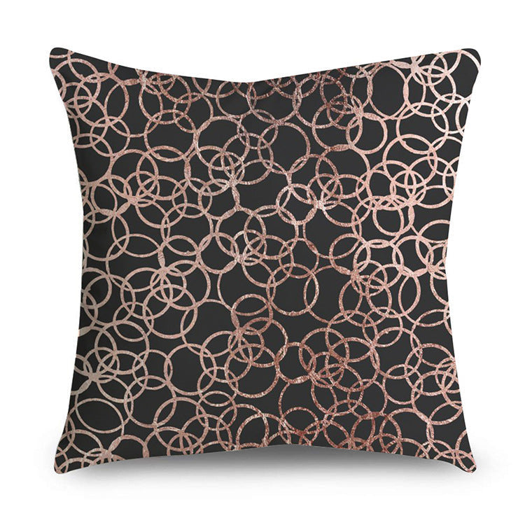 HKM-668947 Rose Gold Geometric Abstract Polyester Pillow Cover - Modern 45x45cm Cushion Case