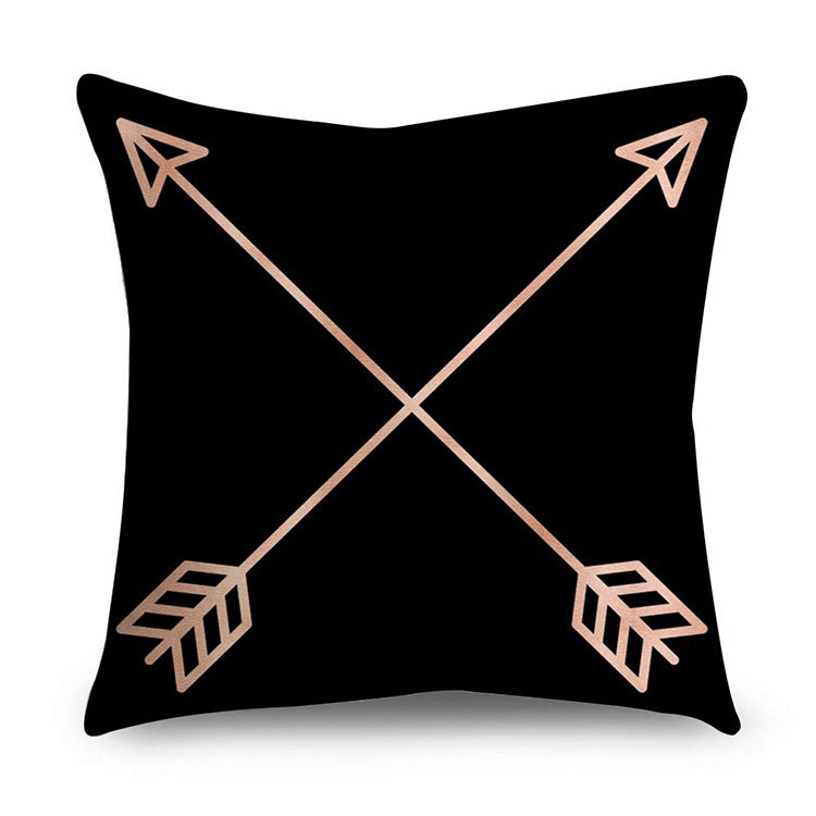 HKM-668947 Rose Gold Geometric Abstract Polyester Pillow Cover - Modern 45x45cm Cushion Case