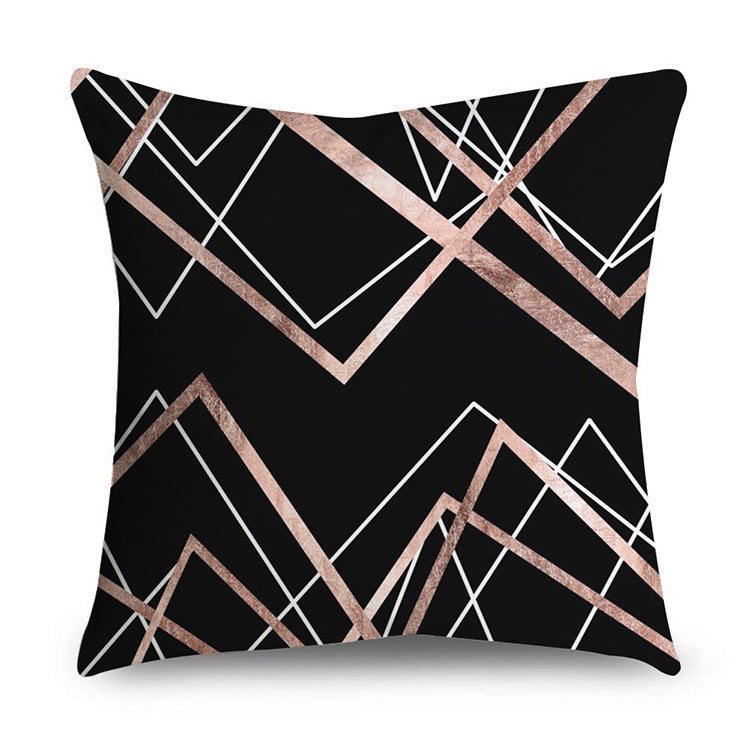 HKM-668947 Rose Gold Geometric Abstract Polyester Pillow Cover - Modern 45x45cm Cushion Case