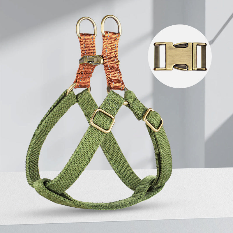 HKM-669011 Anti-Loss Vest Style Dog Leash - Cotton and Nylon, Available in Brown, Green, and Light Blue