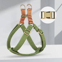 HKM-669011 Anti-Loss Vest Style Dog Leash - Cotton and Nylon, Available in Brown, Green, and Light Blue