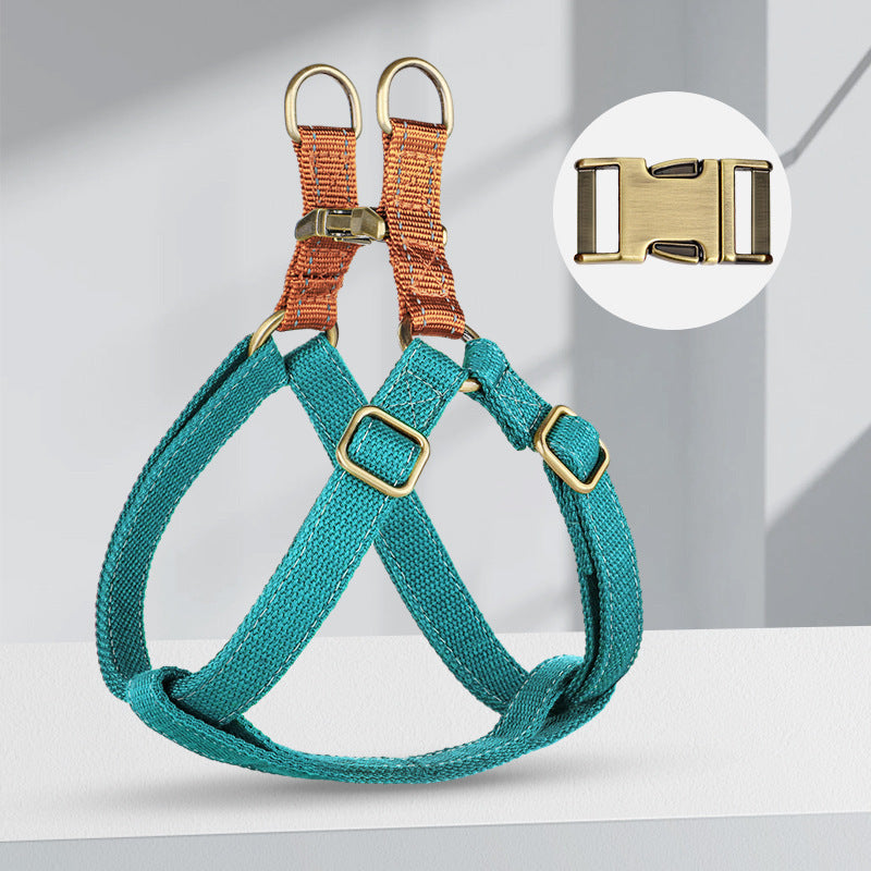 HKM-669011 Anti-Loss Vest Style Dog Leash - Cotton and Nylon, Available in Brown, Green, and Light Blue