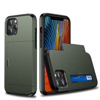 HKM-669075 Anti-Drop Card Slot Phone Case Compatible with iPhone 12 - TPU+PC Material, Multiple Colors Available