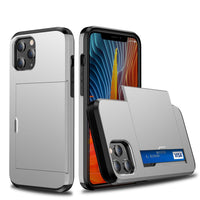 HKM-669075 Anti-Drop Card Slot Phone Case Compatible with iPhone 12 - TPU+PC Material, Multiple Colors Available