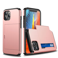 HKM-669075 Anti-Drop Card Slot Phone Case Compatible with iPhone 12 - TPU+PC Material, Multiple Colors Available