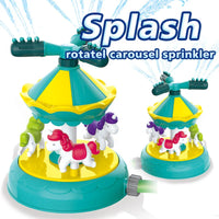 HKM-669075 Outdoor Carousel Splash Water Play Toy for Kids, 360 Rotating Sprinkler for Pool and Garden Fun