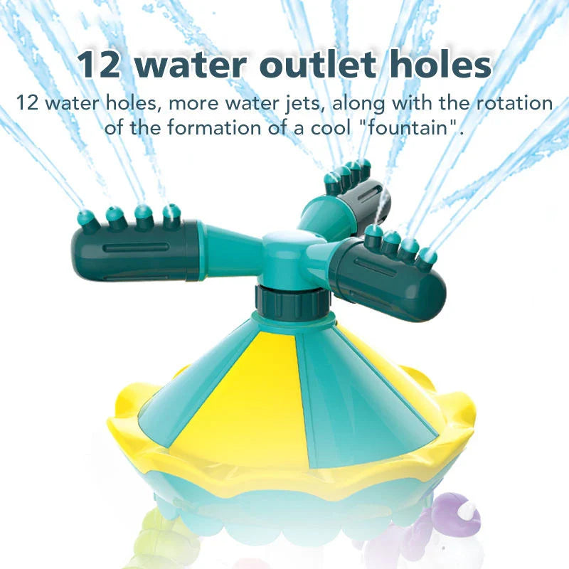HKM-669075 Outdoor Carousel Splash Water Play Toy for Kids, 360 Rotating Sprinkler for Pool and Garden Fun