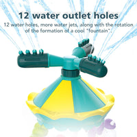 HKM-669075 Outdoor Carousel Splash Water Play Toy for Kids, 360 Rotating Sprinkler for Pool and Garden Fun