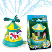 HKM-669075 Outdoor Carousel Splash Water Play Toy for Kids, 360 Rotating Sprinkler for Pool and Garden Fun