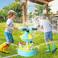 HKM-669075 Outdoor Carousel Splash Water Play Toy for Kids, 360 Rotating Sprinkler for Pool and Garden Fun