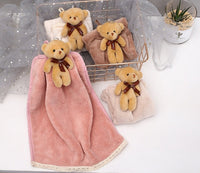 HKM-669395 Coral Velvet Microfiber Dish Towel - Absorbent Bathroom Hanging Towel in Beige, Khaki, Glutinous Rice, Dark Coffee