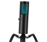 HKM-669523 Dual Directional Karaoke Condenser Microphone with RGB Lighting and Adjustable Stand