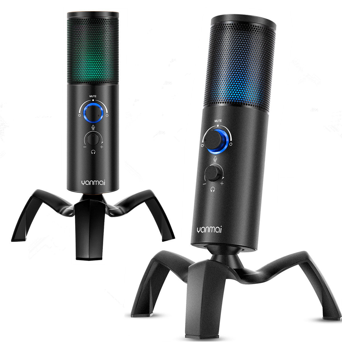 KTX-669523 Dual Directional Karaoke Condenser Microphone with RGB Lighting and Adjustable Stand
