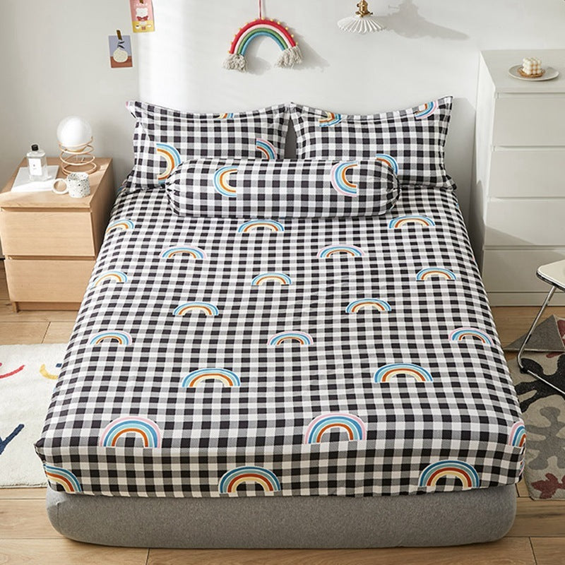 HKM-669651 Aloe Vera Cotton Cartoon Pattern Single Fitted Dust Cover with Pillowcases, Various Sizes Available