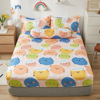 HKM-669651 Aloe Vera Cotton Cartoon Pattern Single Fitted Dust Cover with Pillowcases, Various Sizes Available