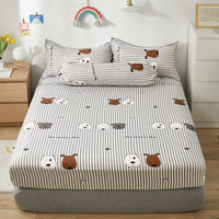 HKM-669651 Aloe Vera Cotton Cartoon Pattern Single Fitted Dust Cover with Pillowcases, Various Sizes Available