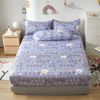 HKM-669651 Aloe Vera Cotton Cartoon Pattern Single Fitted Dust Cover with Pillowcases, Various Sizes Available