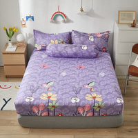 HKM-669651 Aloe Vera Cotton Cartoon Pattern Single Fitted Dust Cover with Pillowcases, Various Sizes Available